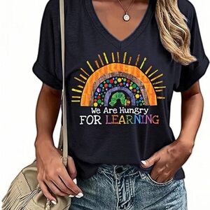 Amazon Black V-Neck Graphic Tee